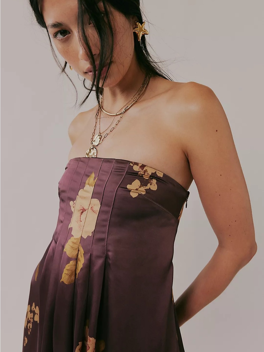 Free People Botanical Maxi Dress Navy Size medium formal floral weddings maroon - Picture 3 of 16